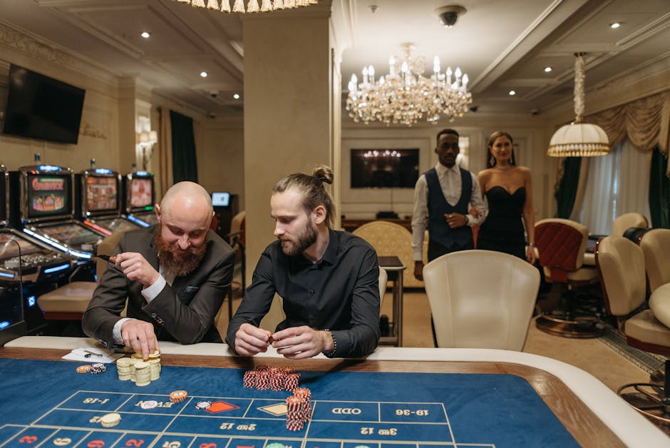 Vintage-themed poker tournament with players in 1920s attire around gaming tables
